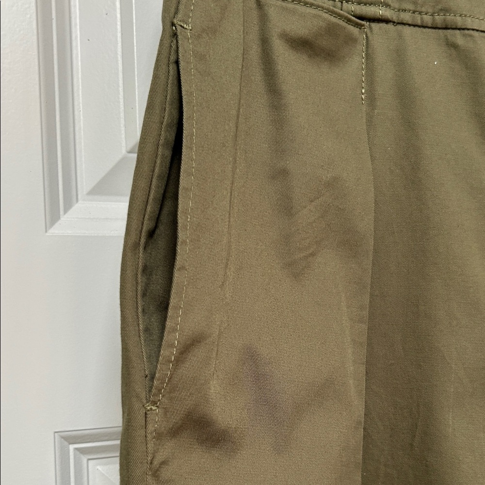 Rebecca Taylor Olive Green High-Rise Pleated Chinos - Picture 5 of 11